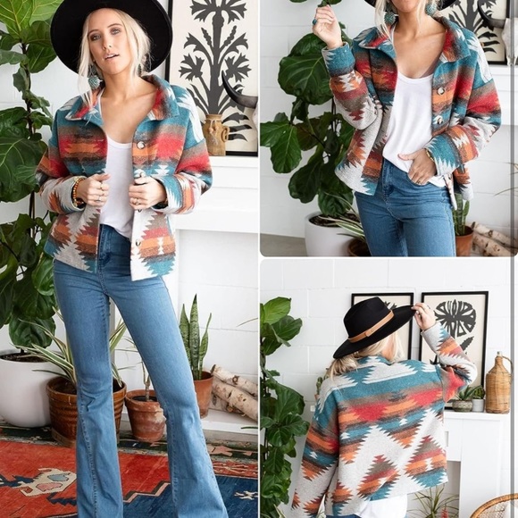 aztec women cardigan button front jacket jacket oversized - Picture 7 of 8